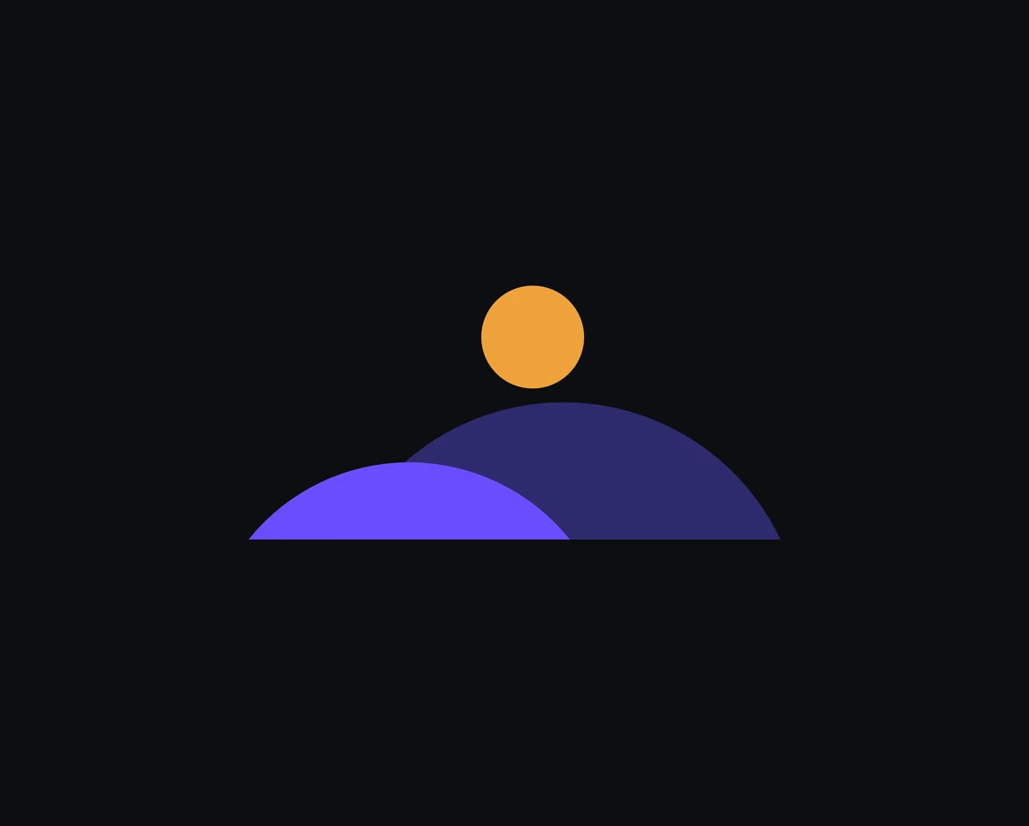 A sun over two hills, with the construction grid drawn by Logo Grid.